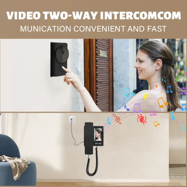 2.4Ghz Wireless Video Intercom Doorbell Camera with 3.5'' IPS Screen 2-Way Audio Video Recording Home Door Bell Video Doorphone - Image 2