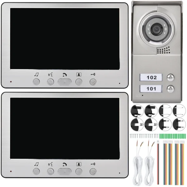 7inch Apartment 2 Units Wired Video Door Phone Audio Visual Entry Intercom System Video Door phone Visual Entry Intercom System - Image 2