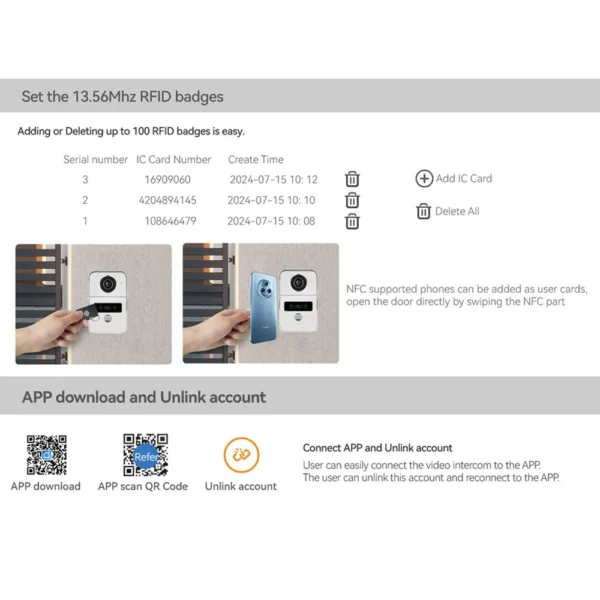 2 Wire 1080P 7 / 10 Inch WiFi Video Intercom Tuya Smart Home APP Video Door Phone RFID Access Control System for Villa Apartmen - Image 4