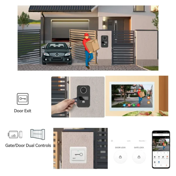 2 Wire 1080P 7 / 10 Inch WiFi Video Intercom Tuya Smart Home APP Video Door Phone RFID Access Control System for Villa Apartmen - Image 6