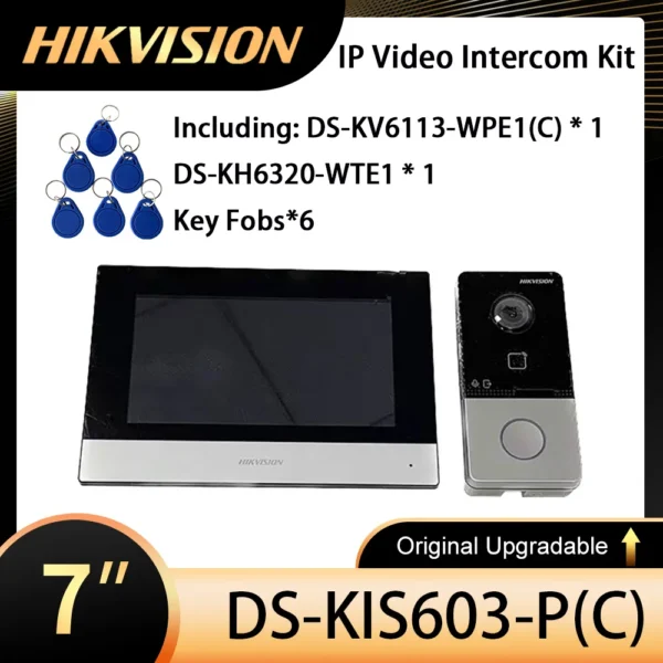 Hikvision DS-KIS603-P(C) Video Intercom Kit DS-KV6113-WPE1(C) and DS-KH6320-WTE1 Standard POE Doorbell Door Station WIFI Monitor