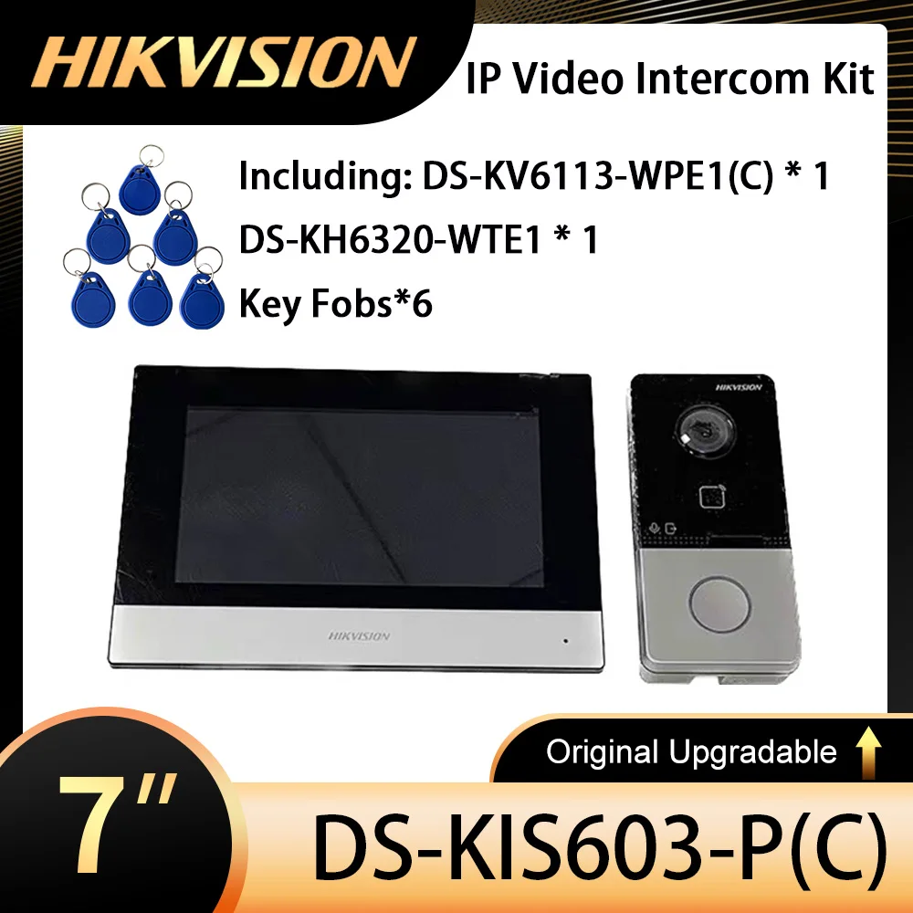 Hikvision DS-KIS603-P(C) Video Intercom Kit DS-KV6113-WPE1(C) and DS-KH6320-WTE1 Standard POE Doorbell Door Station WIFI Monitor