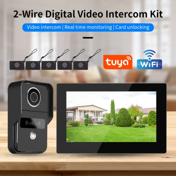 2 Wire 1080P 7 / 10 Inch WiFi Video Intercom Tuya Smart Home APP Video Door Phone RFID Access Control System for Villa Apartmen - Image 2