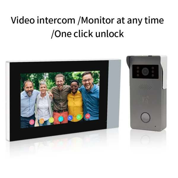 Tuya 720P 2-Wire Analog 7 inch lP Video Intercom Kit Color Touch Screen Wifi Doorbell for RFID Access Control System - Image 5