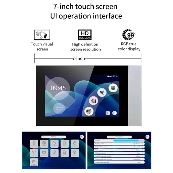 Tuya 720P 2-Wire Analog 7 inch lP Video Intercom Kit Color Touch Screen Wifi Doorbell for RFID Access Control System - Image 4