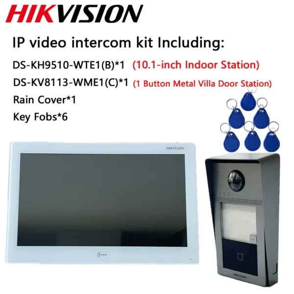 Hikvision IP Video Intercom DS-KH9510-WTE1(B) Built-in Android System DS-KV8113-WME1(C)Metal Villa Door Station DS-KABV8X13-RS